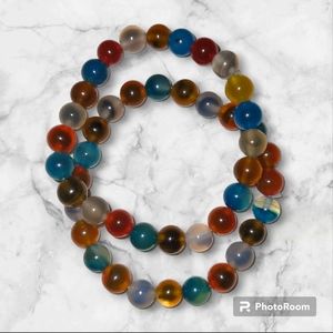 Multi-colored Sugar Heart Agate Bead Bracelets